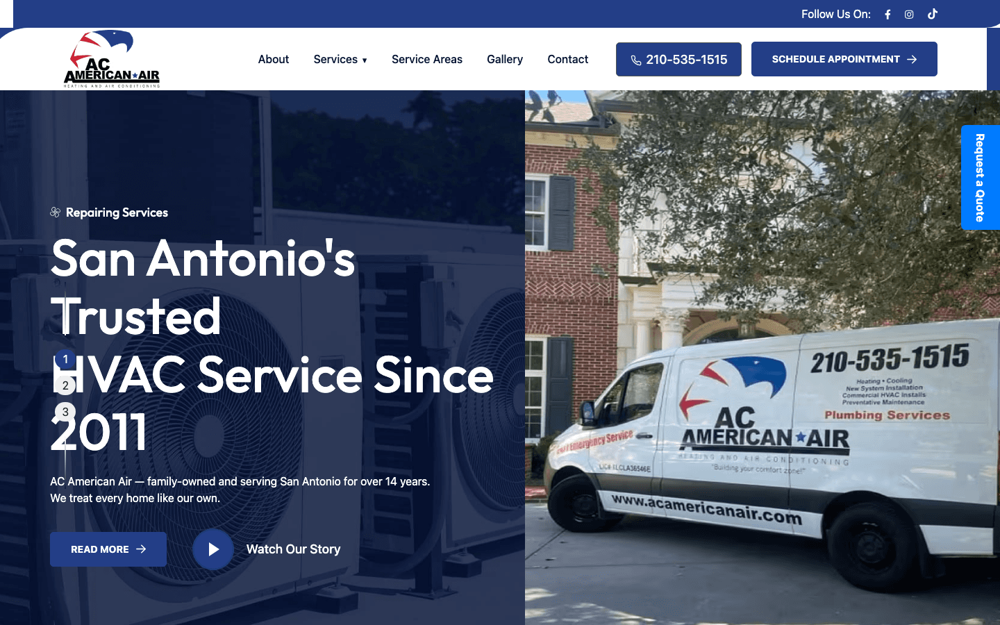 AC American Air HVAC website built by ByteSimple in San Antonio