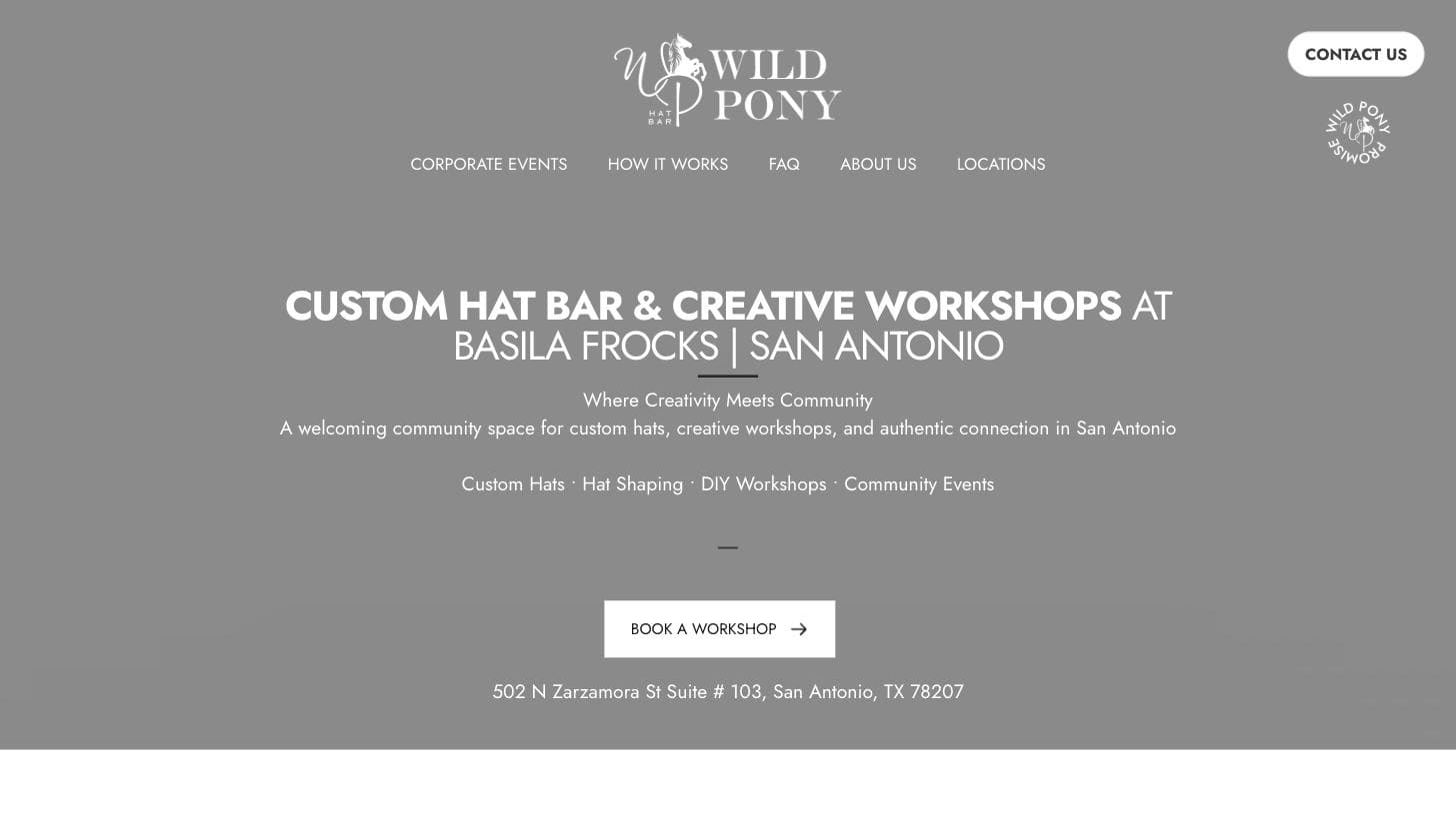 Wild Pony Hat Bar Basila Frocks location page - built by ByteSimple